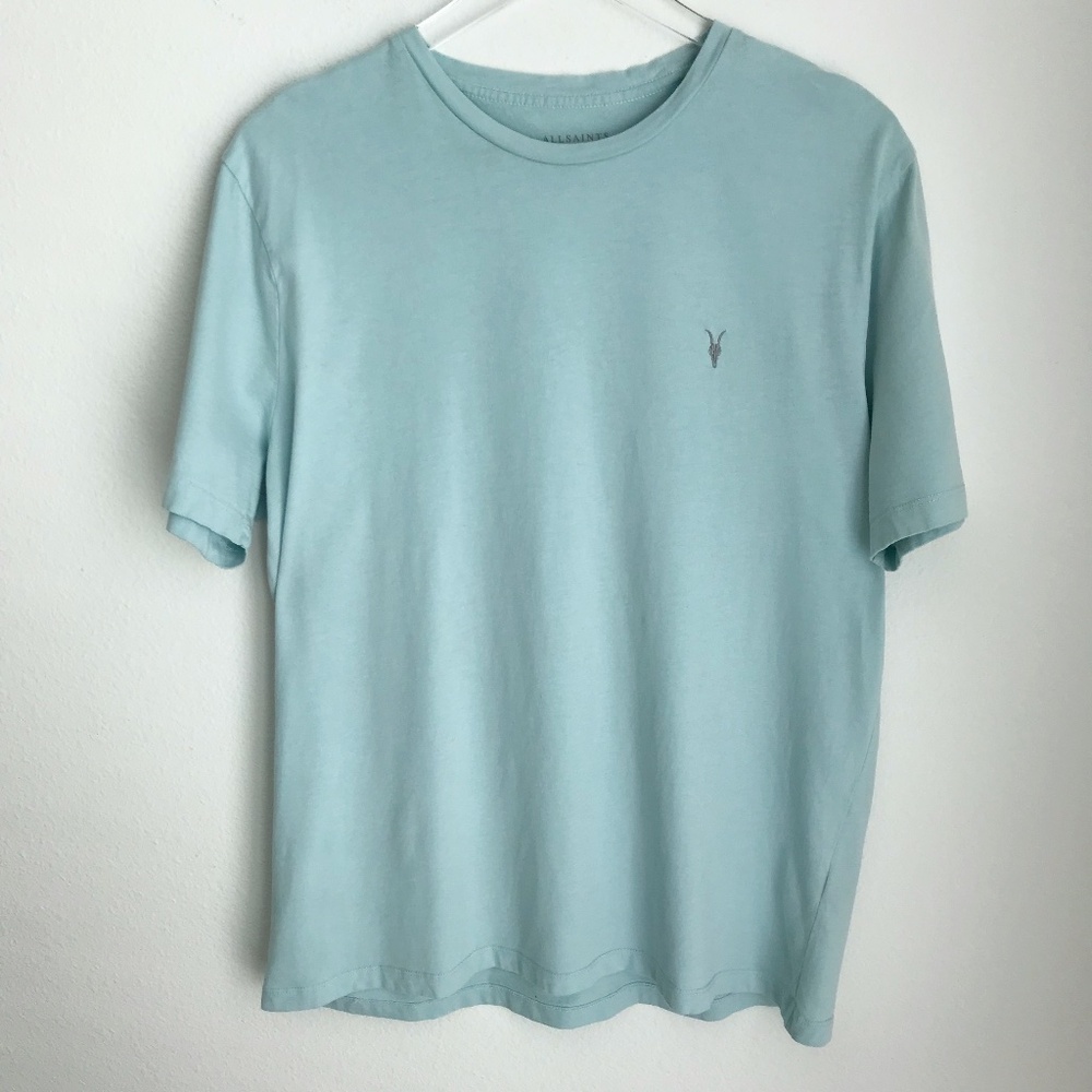 AllSaints Pale Blue Crewneck Short Sleeve Tee - Picture 2 of 9